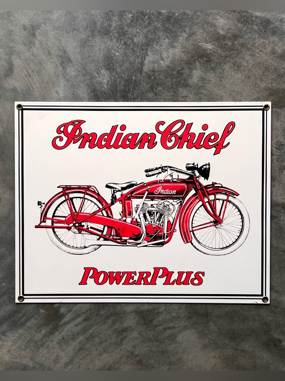 Vintage Indian Motorcycles Porcelain Dealership Advertisement Sign 13”x10”